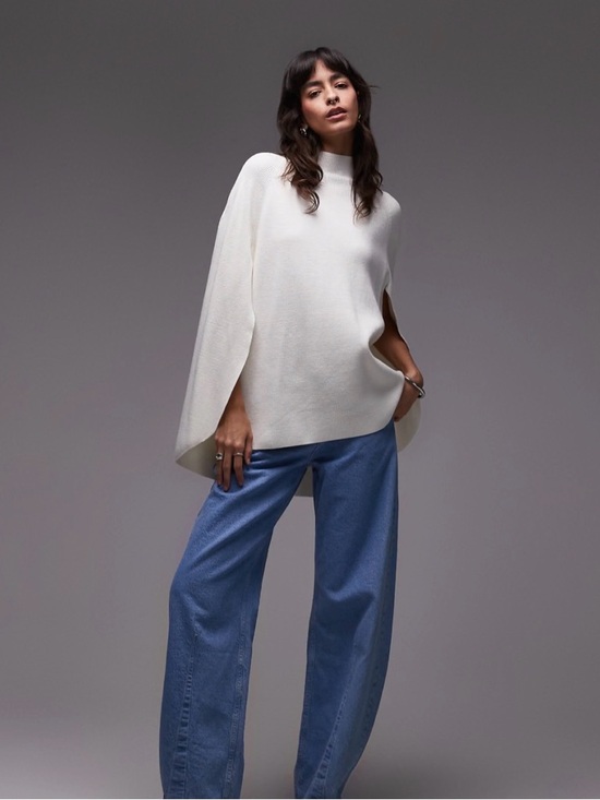 & Other Stories high neck knit sweater w/ cape back and sleeves in white Size M - Picture 2 of 16